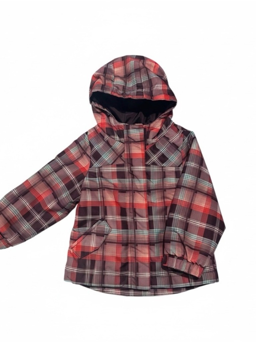 Cherokee Toddler Girls Plaid Hooded Jacket 2T Velcro Cuffs Coat